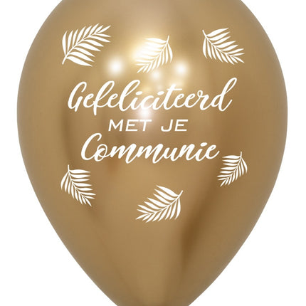 Balony Gratulacyjne na Komunię Świętą Reflex Złote 30cm 25szt