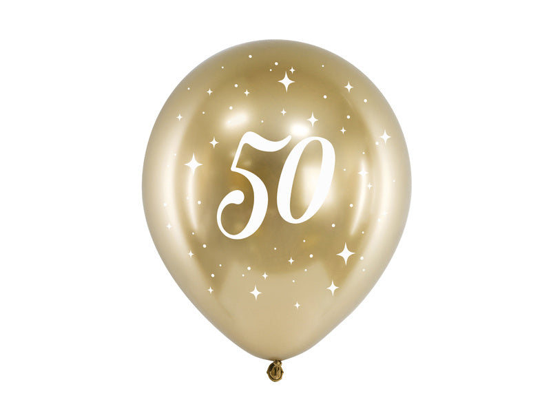 Balony 50 lat złote 30cm 6szt