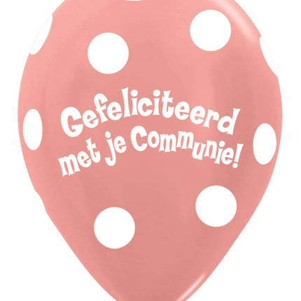 Balony komunijne Polka Dots Metallic Rose Gold 30cm 50szt