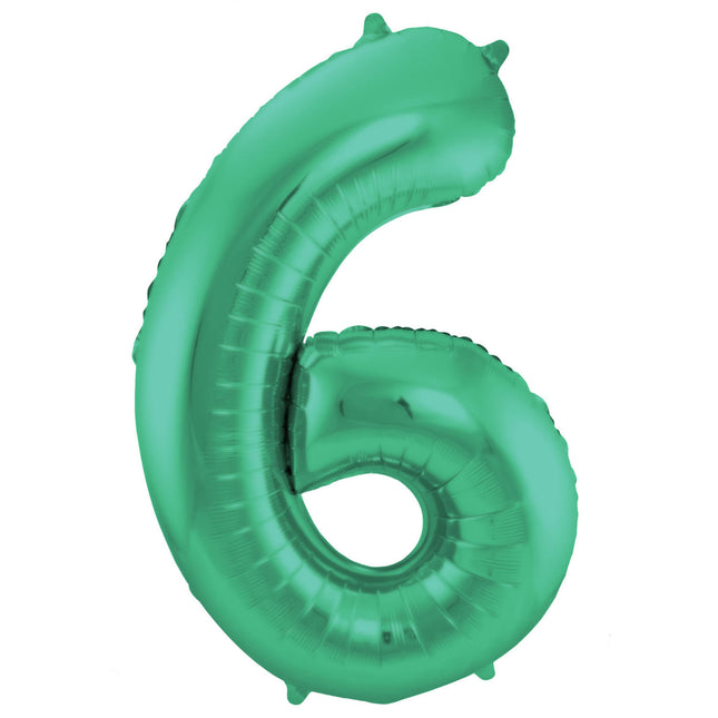 Balon foliowy Figurka 6 Matt Green XL 86cm pusty