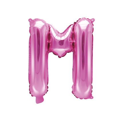Balon foliowy litera M różowy pusty 35cm