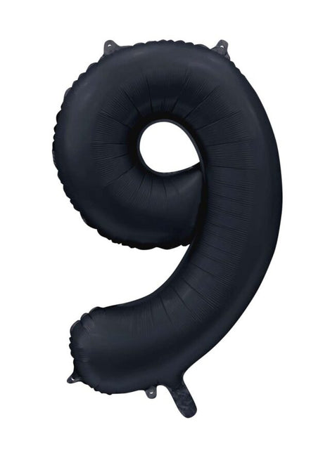 Czarny balon z cyfrą 9 lat, połysk 86 cm