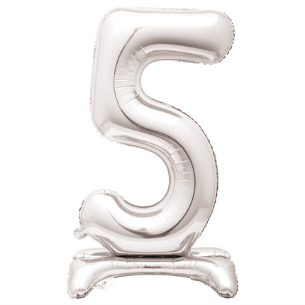 Balon foliowy Figurka 5 Srebrny Standard 76 cm