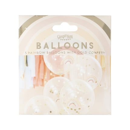 Tęczowe balony z konfetti 30cm 5szt