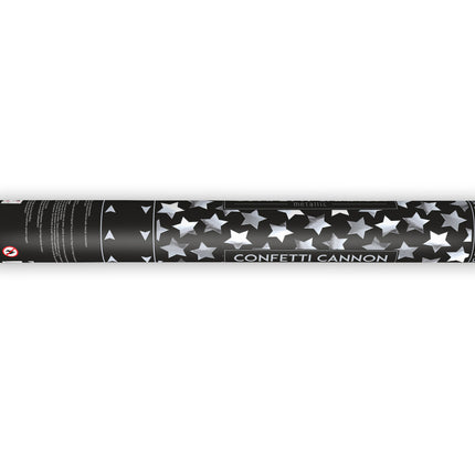 Konfetti Cannon Stars Silver 40cm