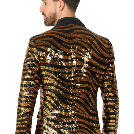 Gold Black Tiger Paillet Blazer Men <tc>OppoSuits</tc>