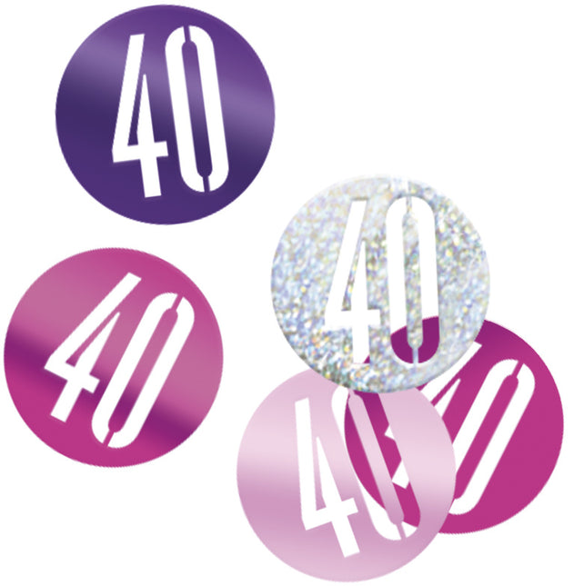 Konfetti stołowe 40 lat Różowe 14gr