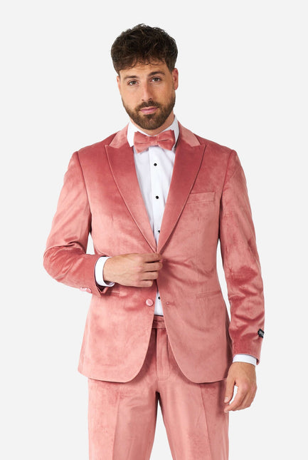 Jasnoróżowy aksamitny smoking męski <tc>OppoSuits</tc>