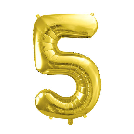 Balon z figurką na 5 lat złoty pusty 72 cm