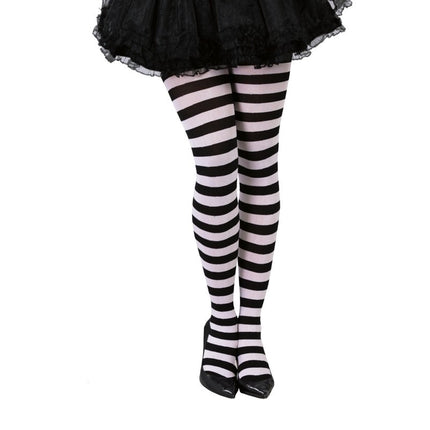 Rajstopy na Halloween w czarno-białe paski