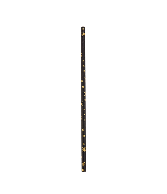 Słomki papierowe Gold Stars Black 20cm 8szt