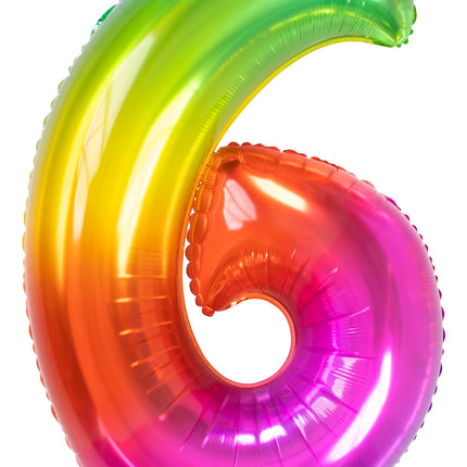 Balon foliowy Figurka 6 Rainbow XL 81cm pusty