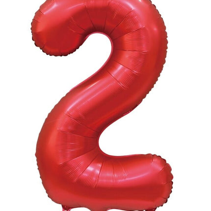 Czerwony balon z cyfrą 2 lata, połysk 86 cm