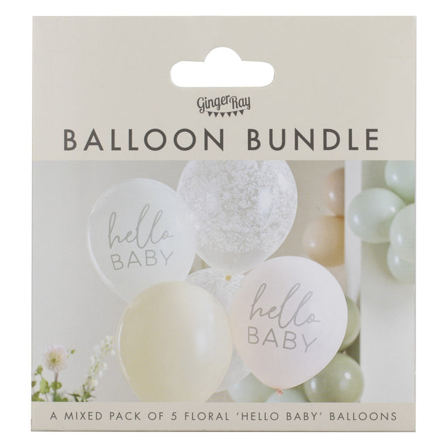 Balony na baby shower Hello Baby 5szt