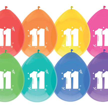 Balony 11 lat kolorowe 30cm 8szt