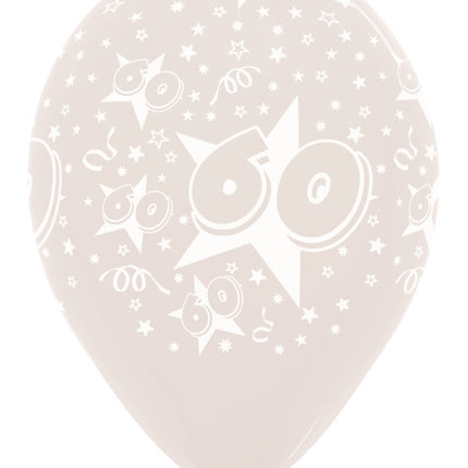 Balony Numer 60 Gwiazdy Krystalicznie Przezroczyste 30cm 25szt