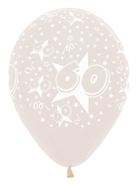 Balony Numer 60 Gwiazdy Krystalicznie Przezroczyste 30cm 25szt