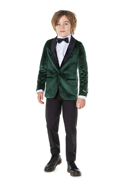 Ciemnozielony aksamitny blezer chłopięcy <tc>OppoSuits</tc>