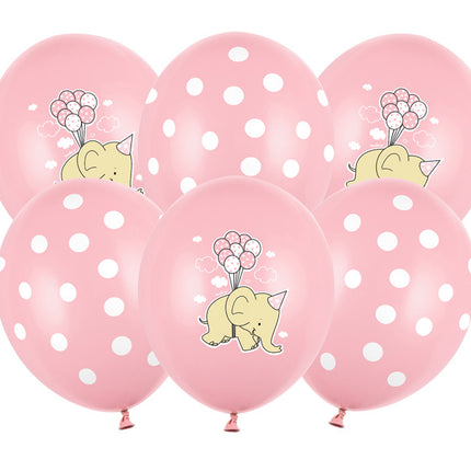Balony Słonik Różowy 30cm 6szt