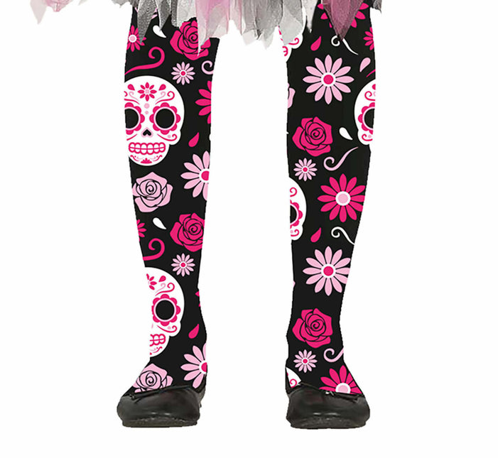 Dziewczyna w legginsach Dia De Los Muertos