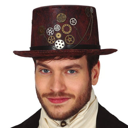 Steampunkowy kapelusz ze sztucznej skóry