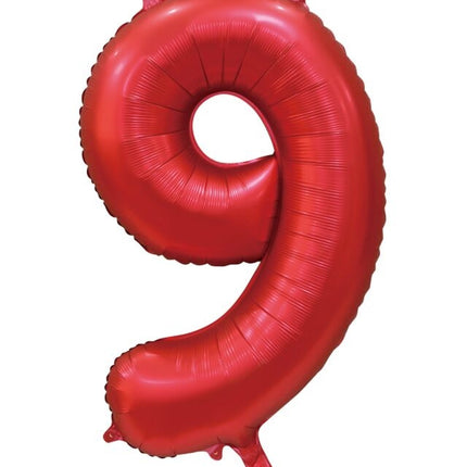 Czerwony balon z cyfrą 9 lat, połysk 86 cm