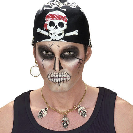 Czarno-biała piracka bandana