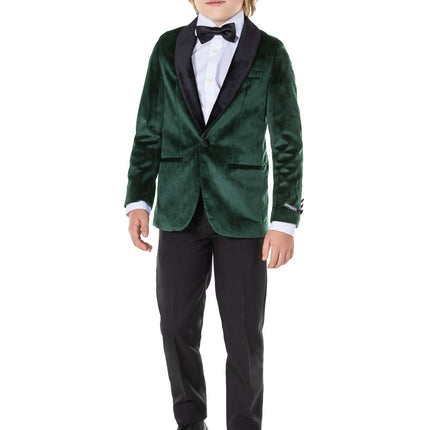 Ciemnozielony aksamitny blezer chłopięcy <tc>OppoSuits</tc>