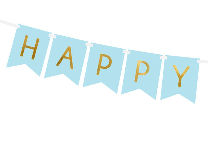 Baner Happy Birthday jasnoniebieski 1,75 m