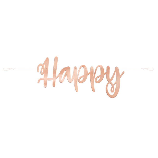 Sznurek z literami Happy Birthday Rose Gold 2,13 m