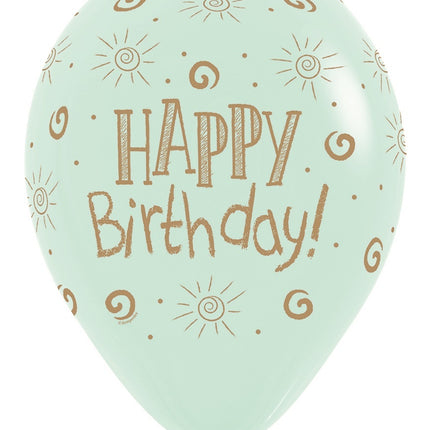 Balony Happy Birthday Sun Pastel Matte Mix 30cm 25szt