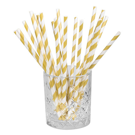 Złote słomki papierowe 24cm 20szt