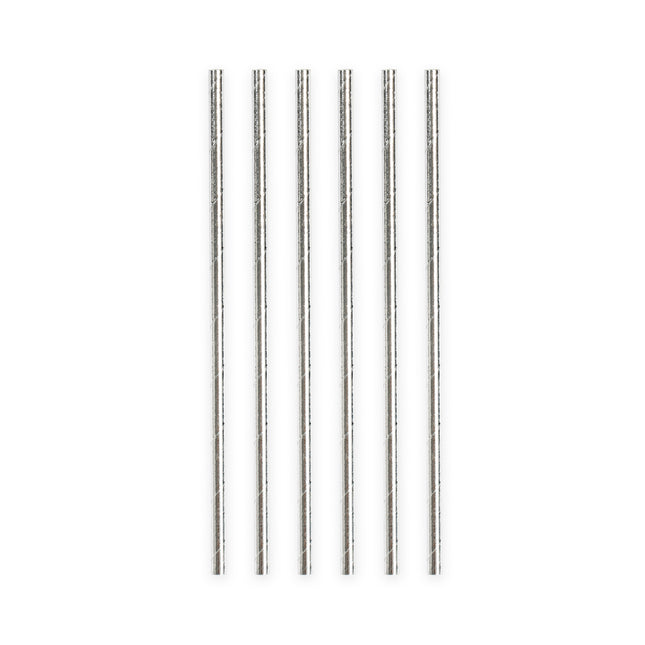 Słomki papierowe srebrne metaliczne 19,7 cm 20 szt.