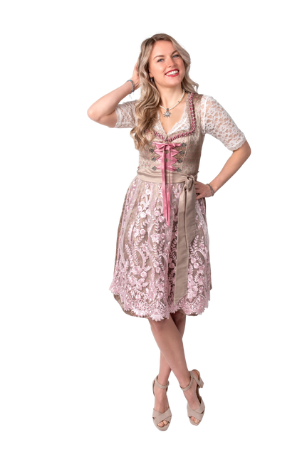 Złoto-różowa sukienka Dirndl Oktoberfest Ladies 2 szt.