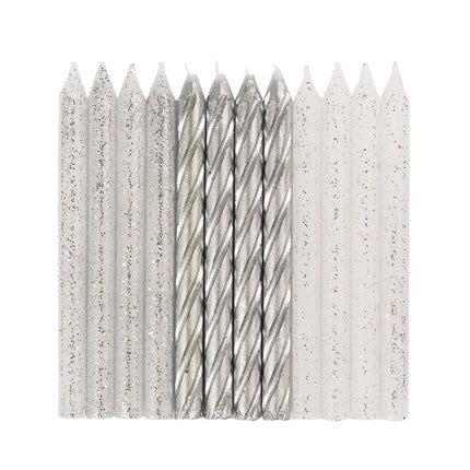 Świeczki Silver Metallic 7cm 24szt