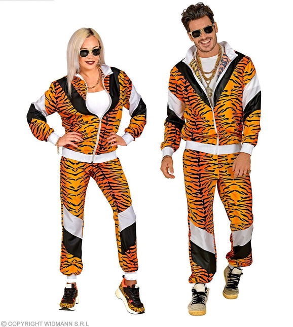 Neonowe dresy 80S z nadrukiem wadliwego tygrysa
