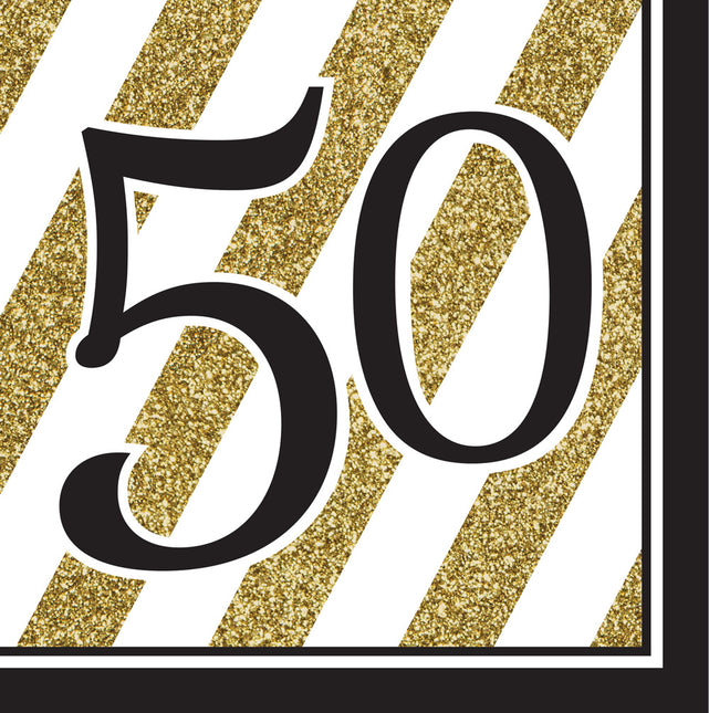 Czarne złote serwetki 50 lat 33cm 16szt