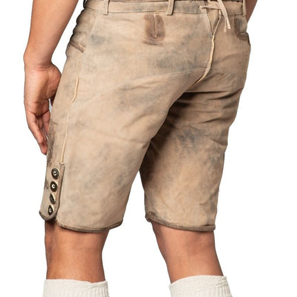 Skórzane krótkie buty Lederhose w kolorze szarym z paskiem
