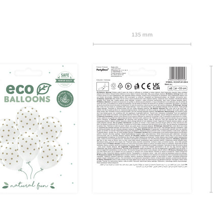 Balony białe złote gwiazdki 33cm 6szt
