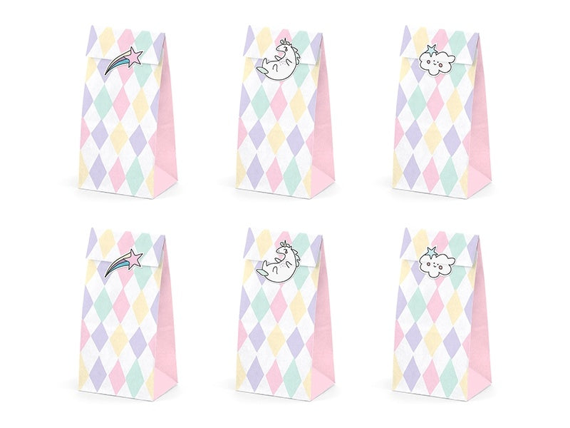 Torebki Jednorożec Papierowe 18cm 6szt