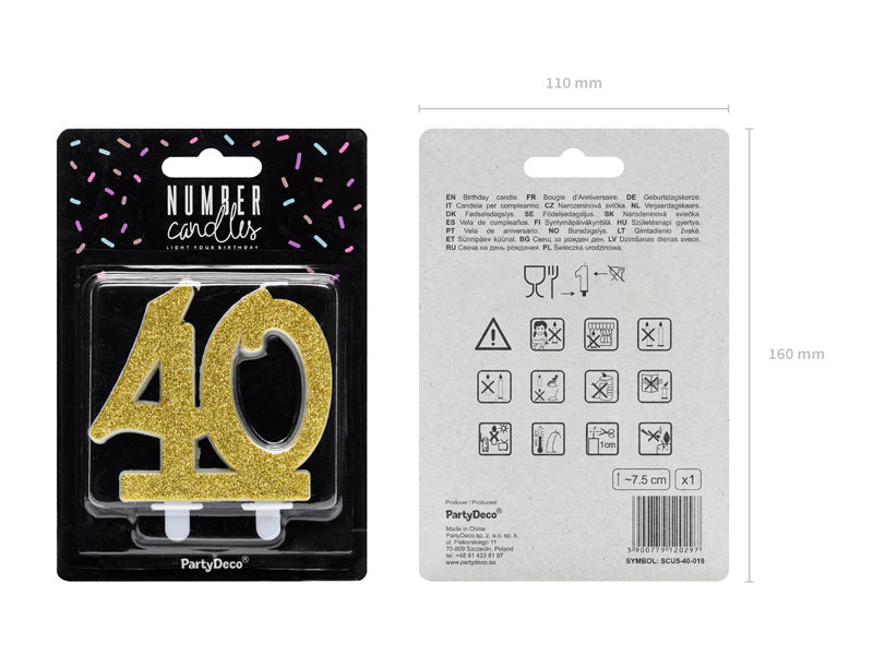 Świeca 40 Years Gold 7,5cm