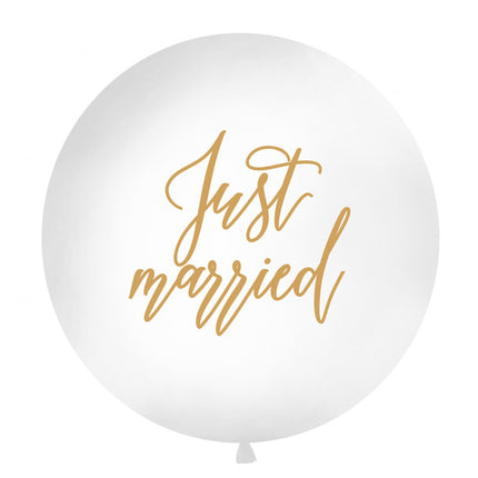 Biały balon Just Married 1m