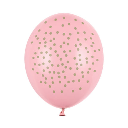 Balony różowe złote kropki 30cm 6szt