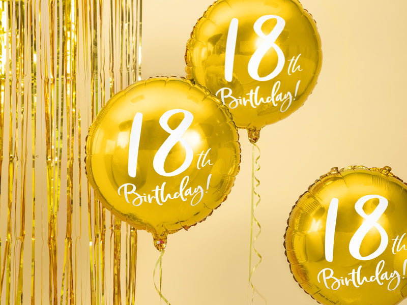 Balon helowy na 18 urodziny złoty pusty 45cm