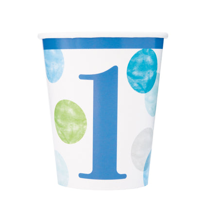 Kubki 1 Year Dots Blue 266ml 8szt