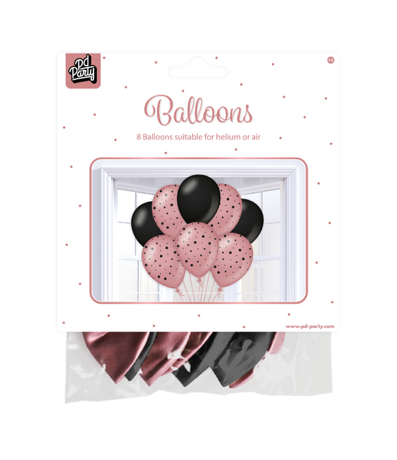 Czarne balony Rose Gold 30cm 6szt