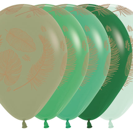 Balony Tropical Leaves Mix Gold Print 30cm 25szt