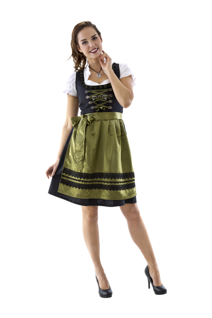 Czarno-zielona sukienka Dirndl Oktoberfest Ladies