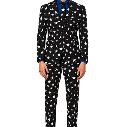 Czarny garnitur męski w białe gwiazdki <tc>OppoSuits</tc>