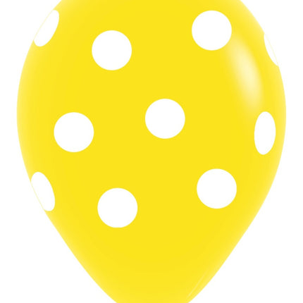 Balony Białe Kropki Mix 30cm 25szt